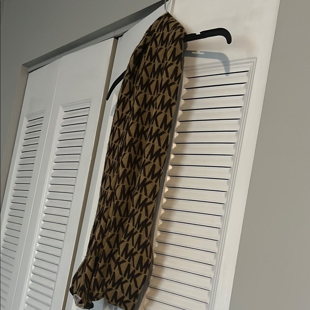 Michael Kors Tan and Black Logo Scarf